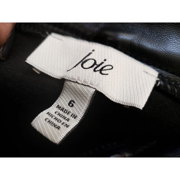 Joie Pants Womens 6 Black Solid Faux Leather Straight Leg 5 Pocket Regular Fit - Picture 3 of 11